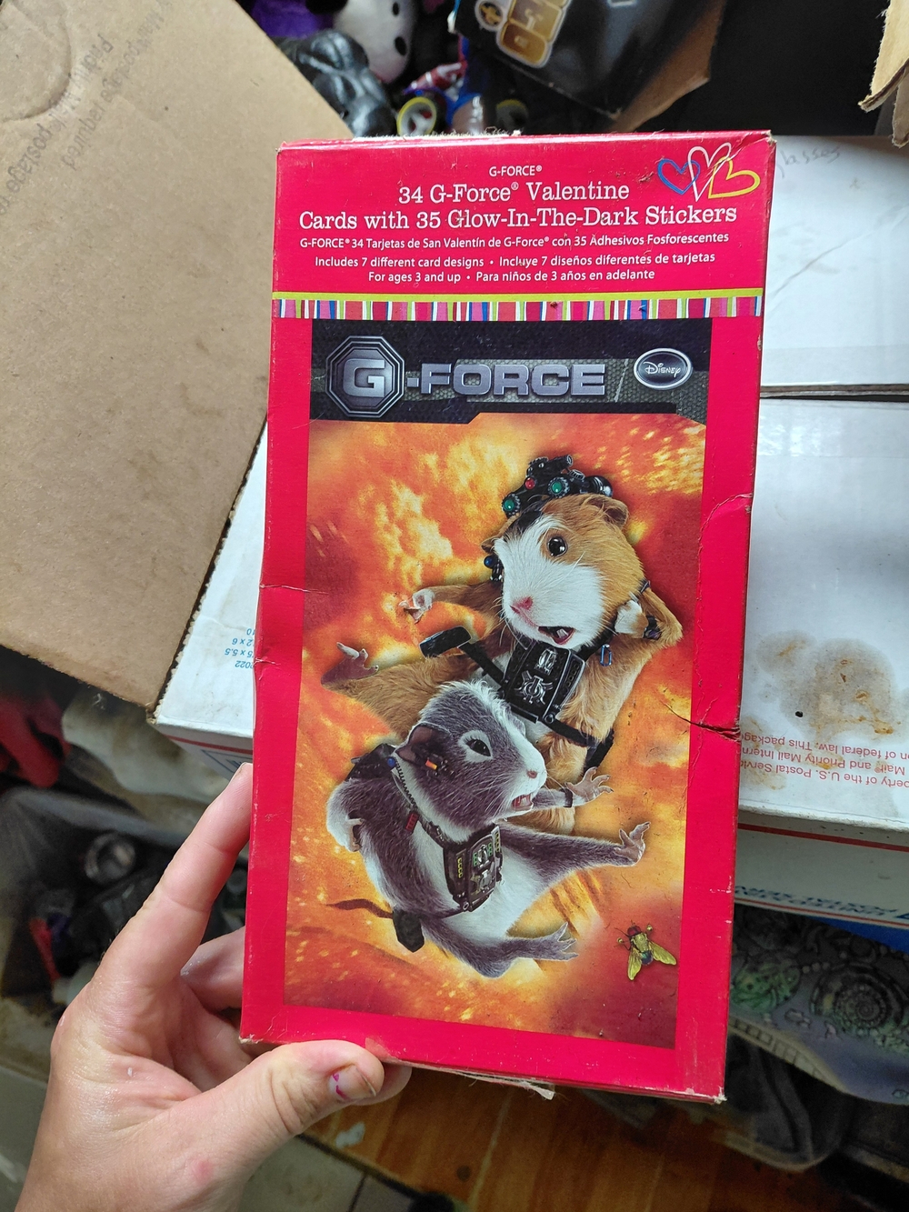 vintage box of Disney G-Force Valentine Cards 34 cards/35 glow-in-dark stickers